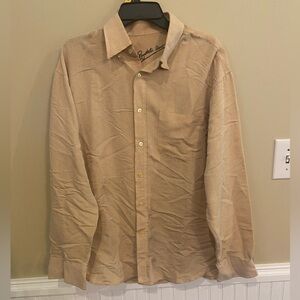 Bugatchi Button Down Shirt Mens L Uomo Long Sleeve Textured Casual Yellow